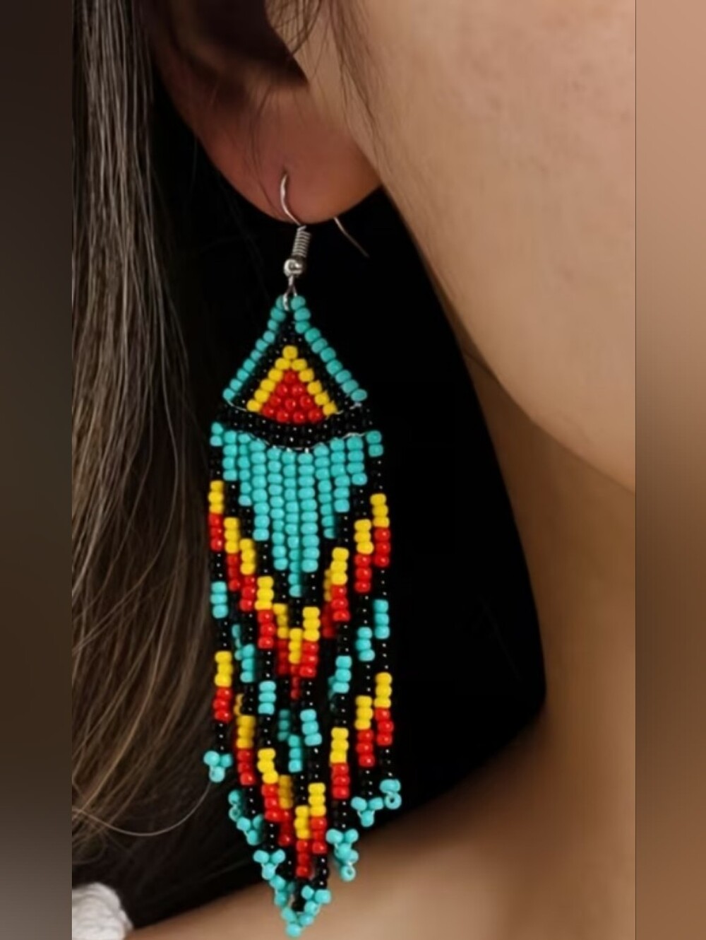 🚨New Handmade Southwestern Seed Bead Fringe Dangle Earrings🚨